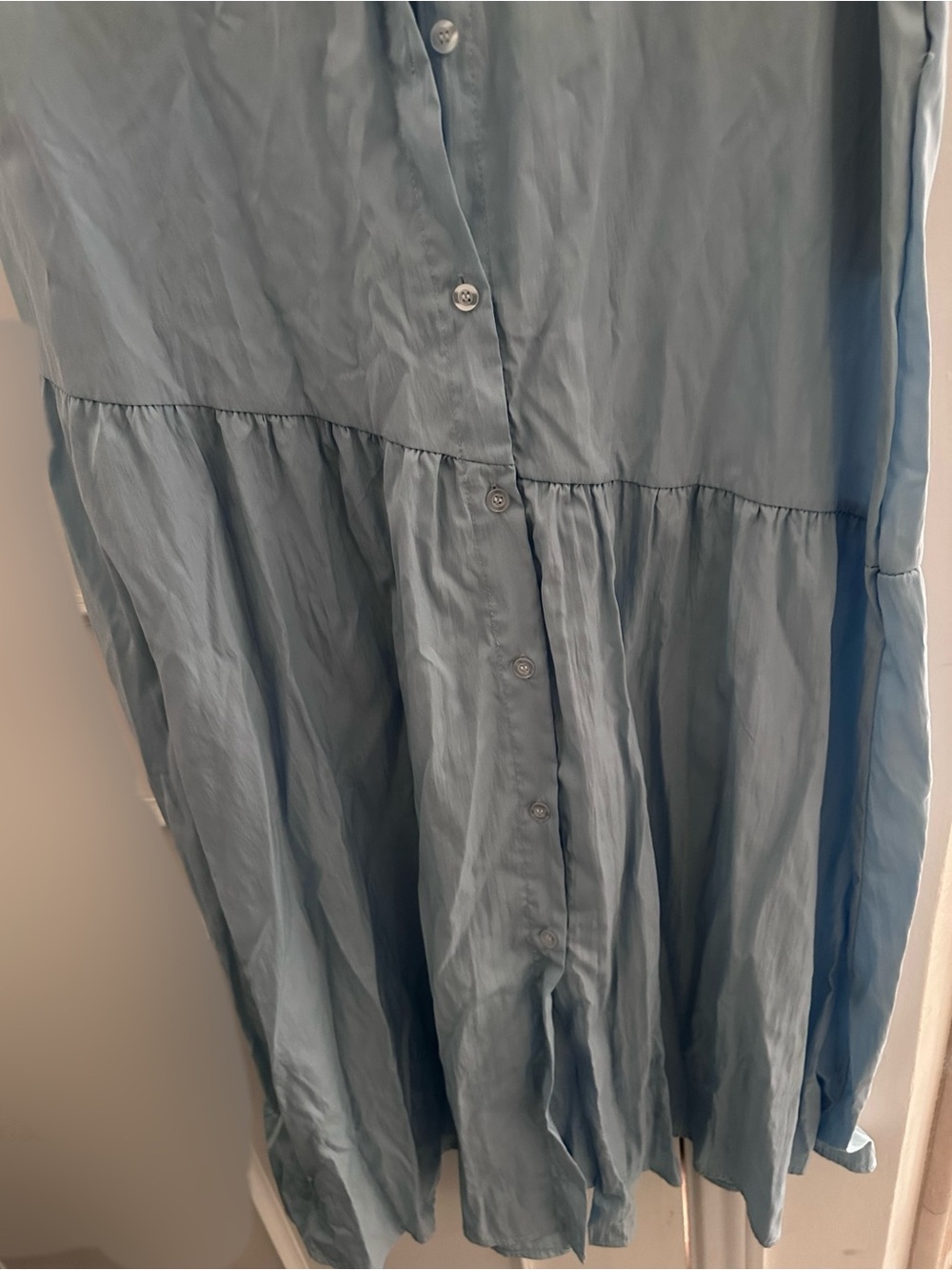 Light Blue Button-Front Maxi Shirt Dress - Picture 3 of 5